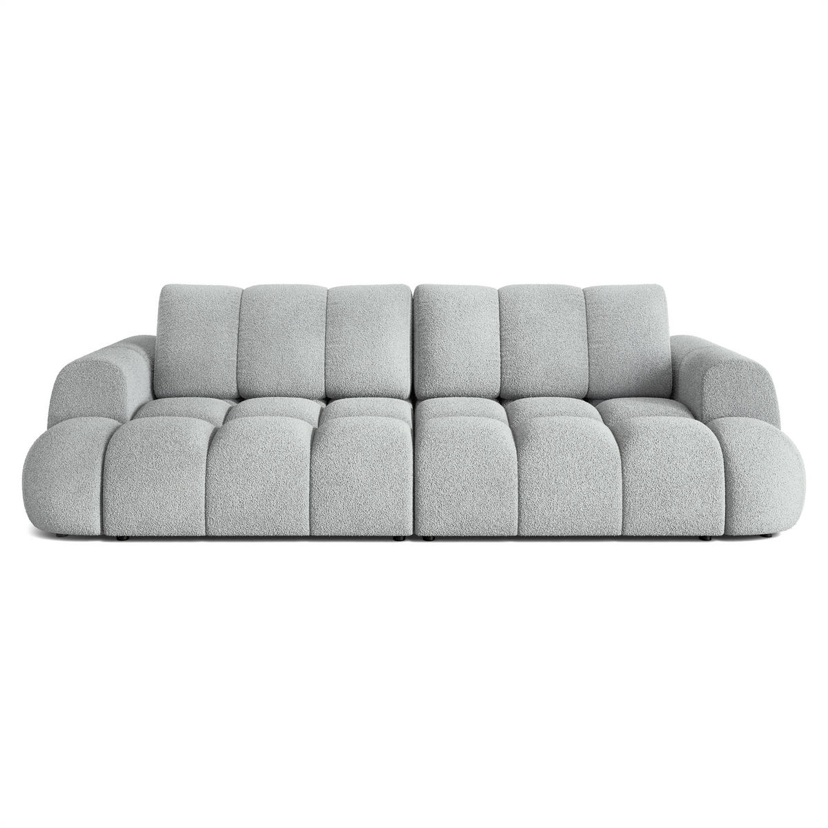 BETTSOFA DAFNE Hellgrau Bucle-Stoff mit Schlaffunktion - Hellgrau, Textil (300/88/113cm) - MASSENO