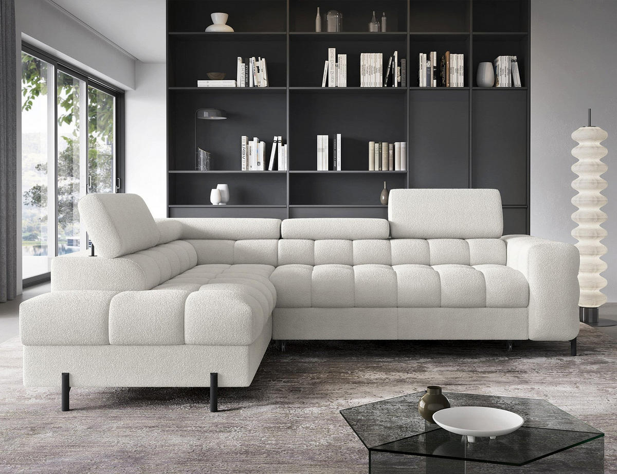 WOHNLANDSCHAFT FERUCCE Ecksofa L-Form – Polsterecke mit Schlaffunktion, Bettkasten & verstellbaren Kopfstützen 276 cm - Creme, Kunststoff (276/200cm) - Wohnideebilder