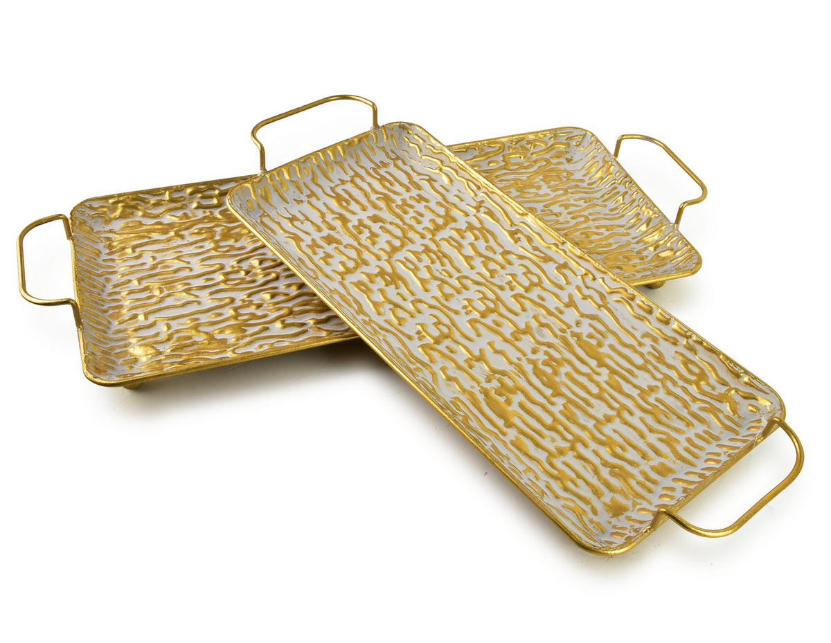 TABLETT Vintage 2er Set goldenfarben 54/26/2.5 cm Metall - Goldfarben, Metall (2.5cm) - Mondex