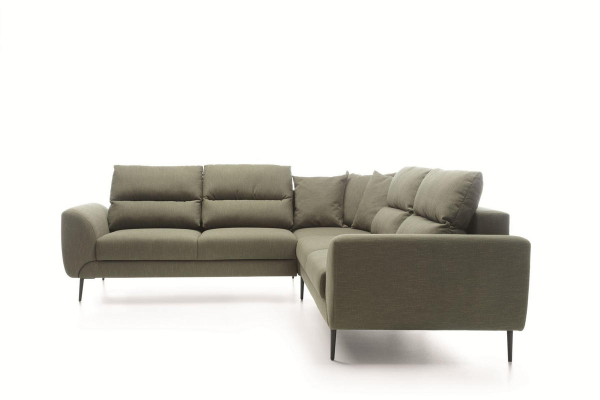 ECKSOFA SETTE Grün Velours-Stoff mit Schlaffunktion - Grün, Holz (265/265cm) - MASSENO