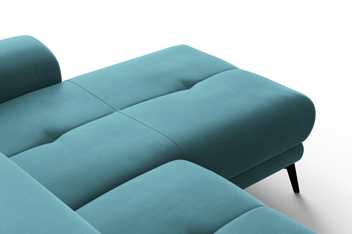 ECKSOFA FIERO 4-Sitzer RECHTS, Minter Veloursstoff - Schwarz/Mintgrün, Holz/Textil (288/170cm) - Courtois Laville