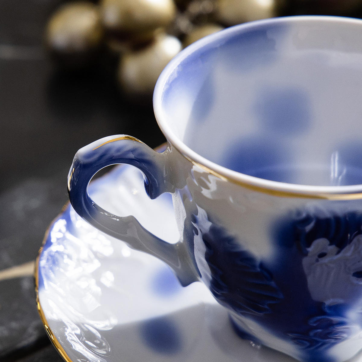KAFFESERVICE CMIELOW ROCOCO Kaffetassen-Set - Blau/Weiß, Keramik (12.5/6/12.5cm) - KONSIMO®