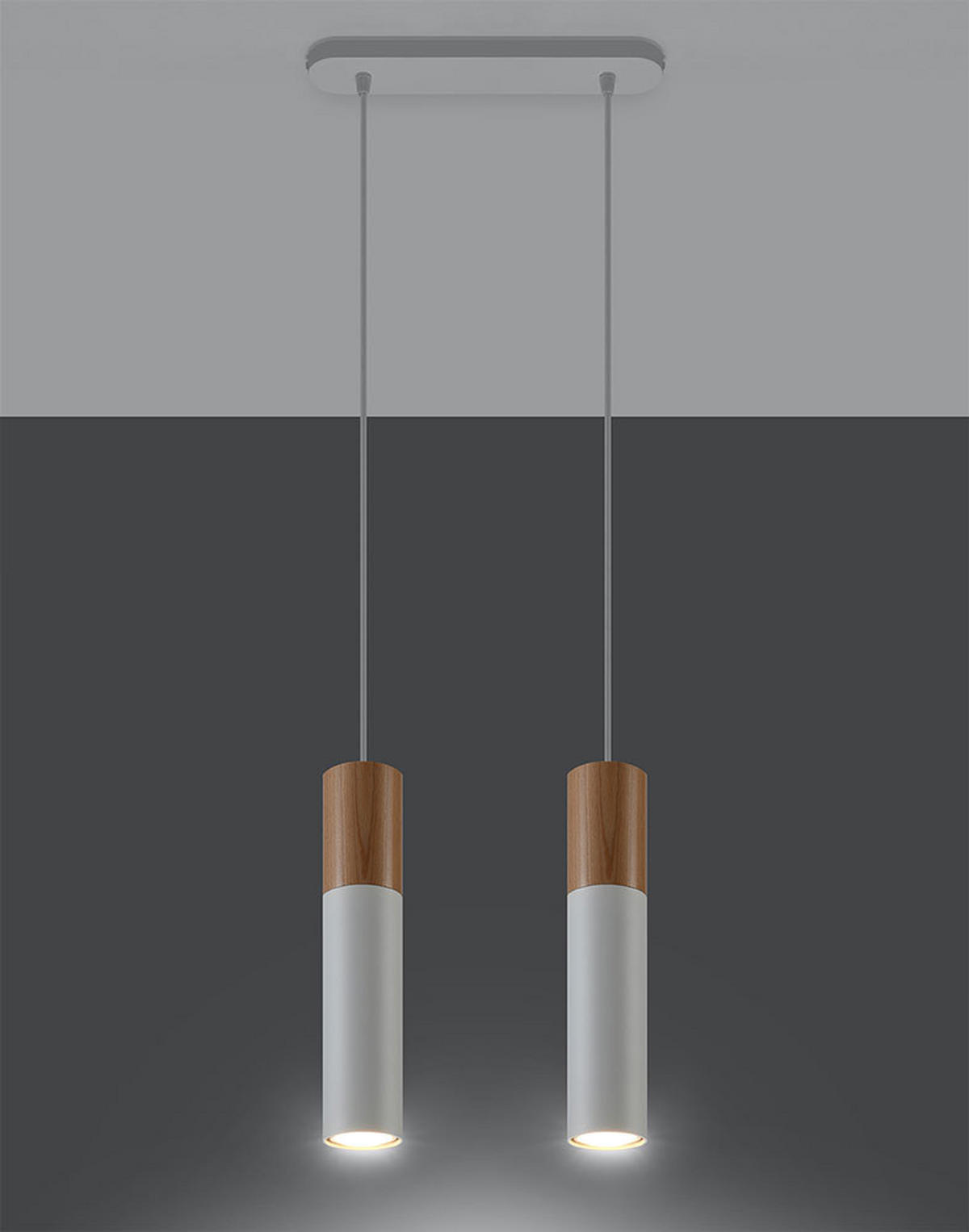 HÄNGELEUCHTE Stahl Weiß Holz Natur - Weiß, Holz (34/6/100cm)