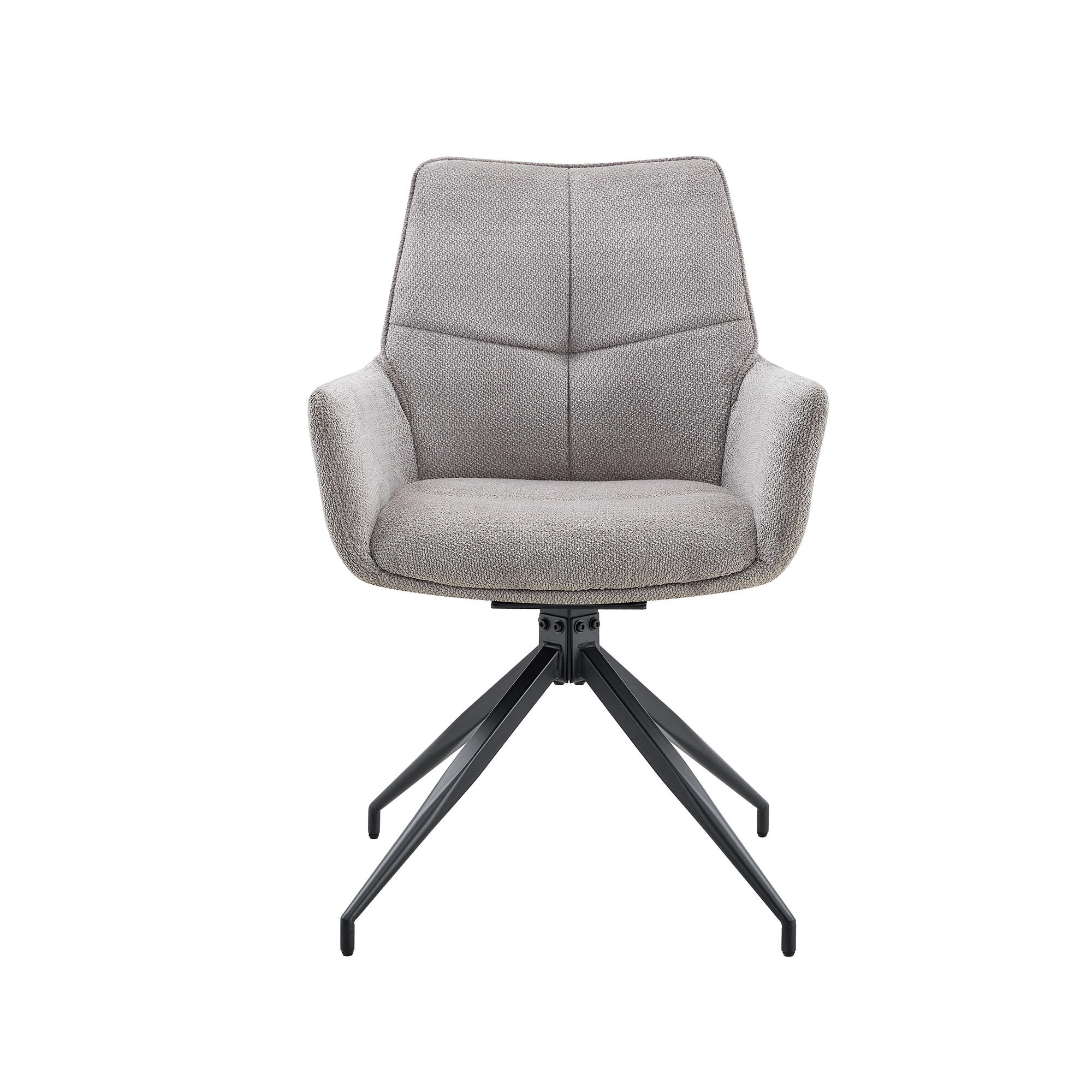 ESSTUHL 2er-Set Grau mit Stoffbezug und 360° Drehfunktion - Schwarz, Metall (48/85/50cm) - PANGIVO