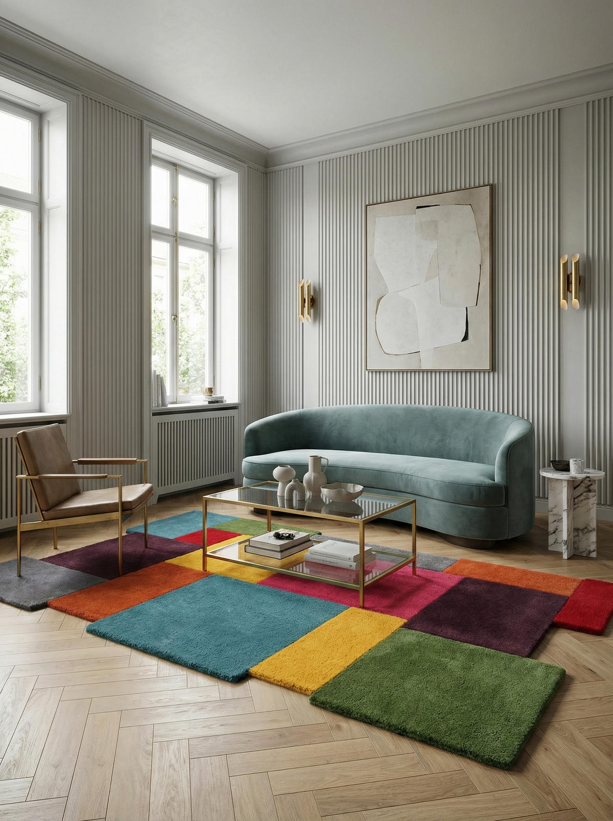 WOLLTEPPICH Geometrisch-Design, handgetuftet THAMES EVA, Multi 120x180 cm - Multicolor, Textil (120/180cm) - KADIMA DESIGN