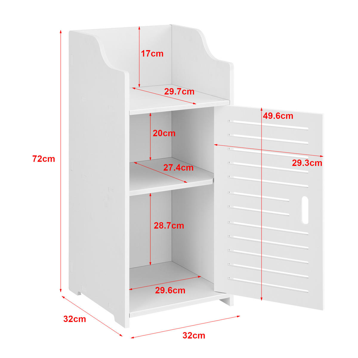 BADEZIMMERSCHRANK Svanvik - Weiß, Kunststoff (32/72/32cm) - [en.casa]