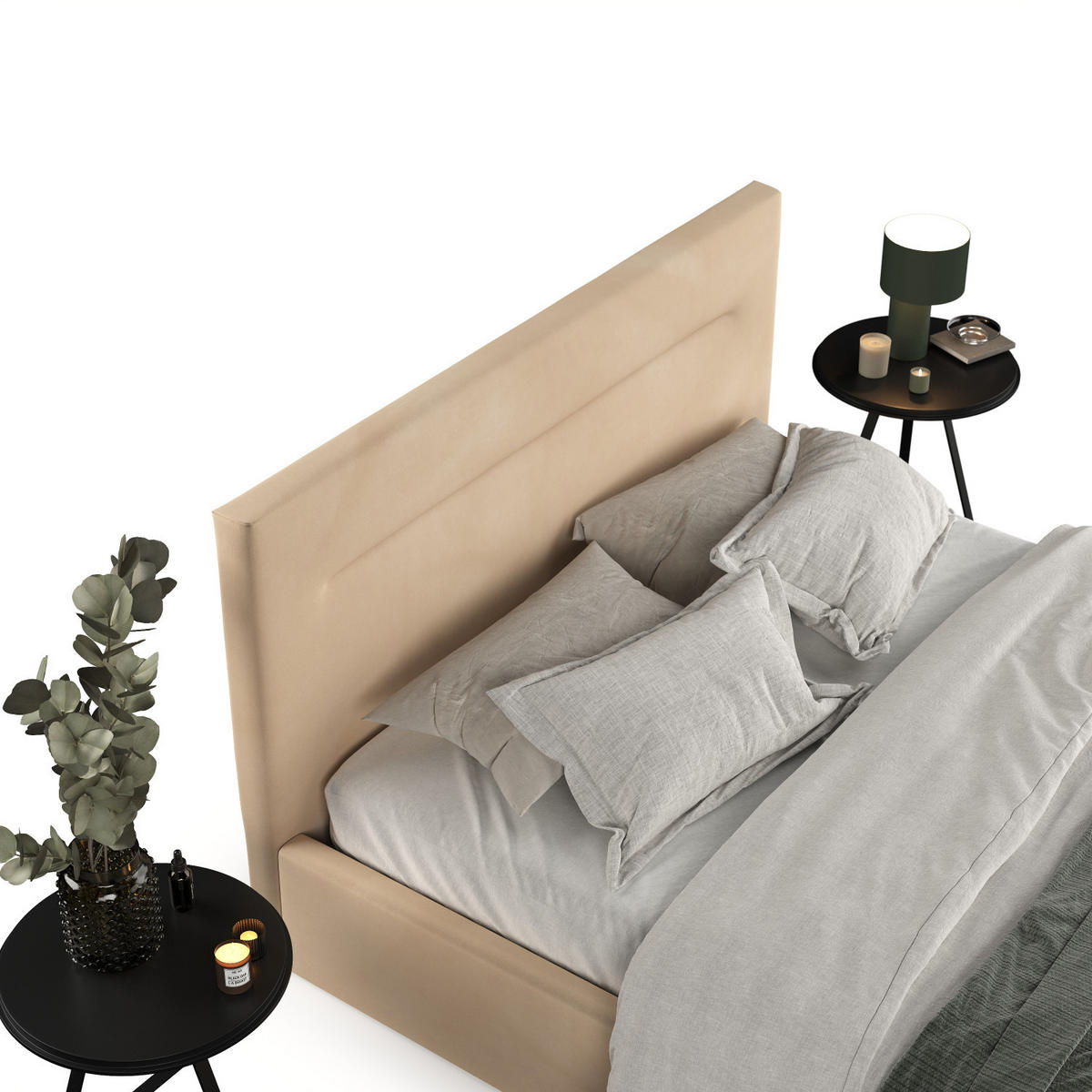 POLSTERBETT Liline 160/200 cm Beige im Kronos Stoff - Beige/Schwarz, Holz/Holzwerkstoff (160/200cm) - AltaBeds