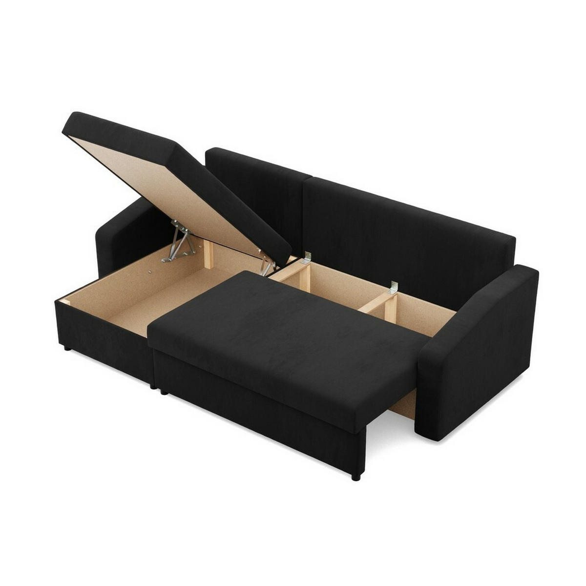 ECKSOFA Neo mit abgeschrägter Armlehnen schwarz - Schwarz, Textil (231/140cm) - SIMKAM Furniture