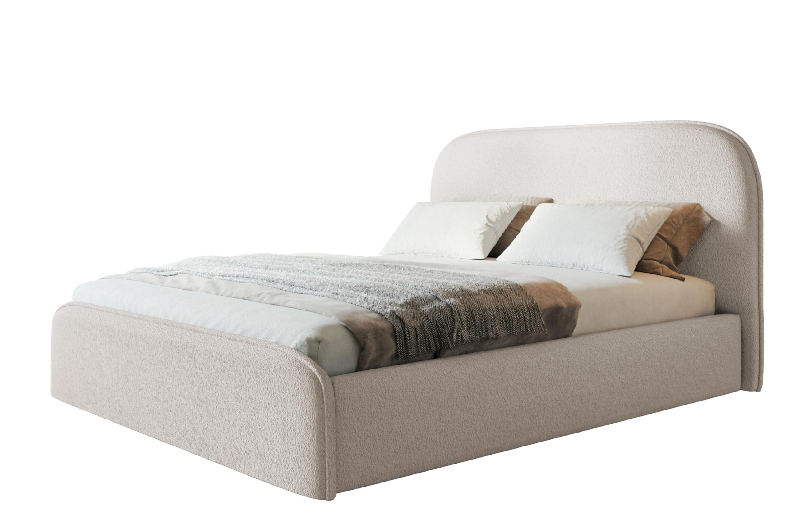 BETT 160x200 - Polsterbett mit Bettkasten und Holzrahmen - Modern Betten - Kuscheliger Catch-Me-Stoff - Kollektion Vienna - Weiß - Weiß, Holz/Textil (160/200cm) - Alpi-Möbel