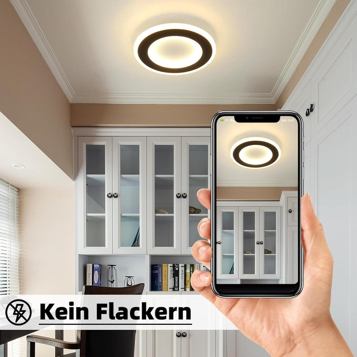 LED-DECKENLEUCHTE Alger 24 cm - Schwarz, Metall (24/24/4cm) - Nettlife