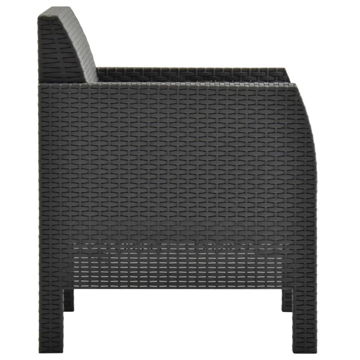 GARTENSTÜHLE mit Kissen 2 Stk. PP Rattan Anthrazit - Anthrazit, Kunststoff (63/76/65cm) - furnicato