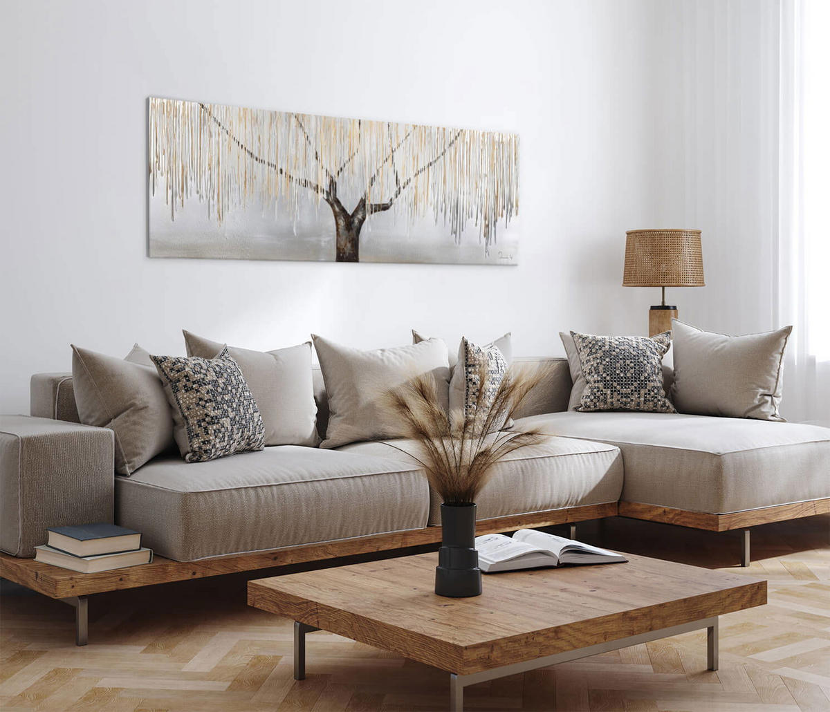 ÖLGEMÄLDE 150/50 cm - Beige, Holz/Textil (150/50cm) - KUNSTLOFT