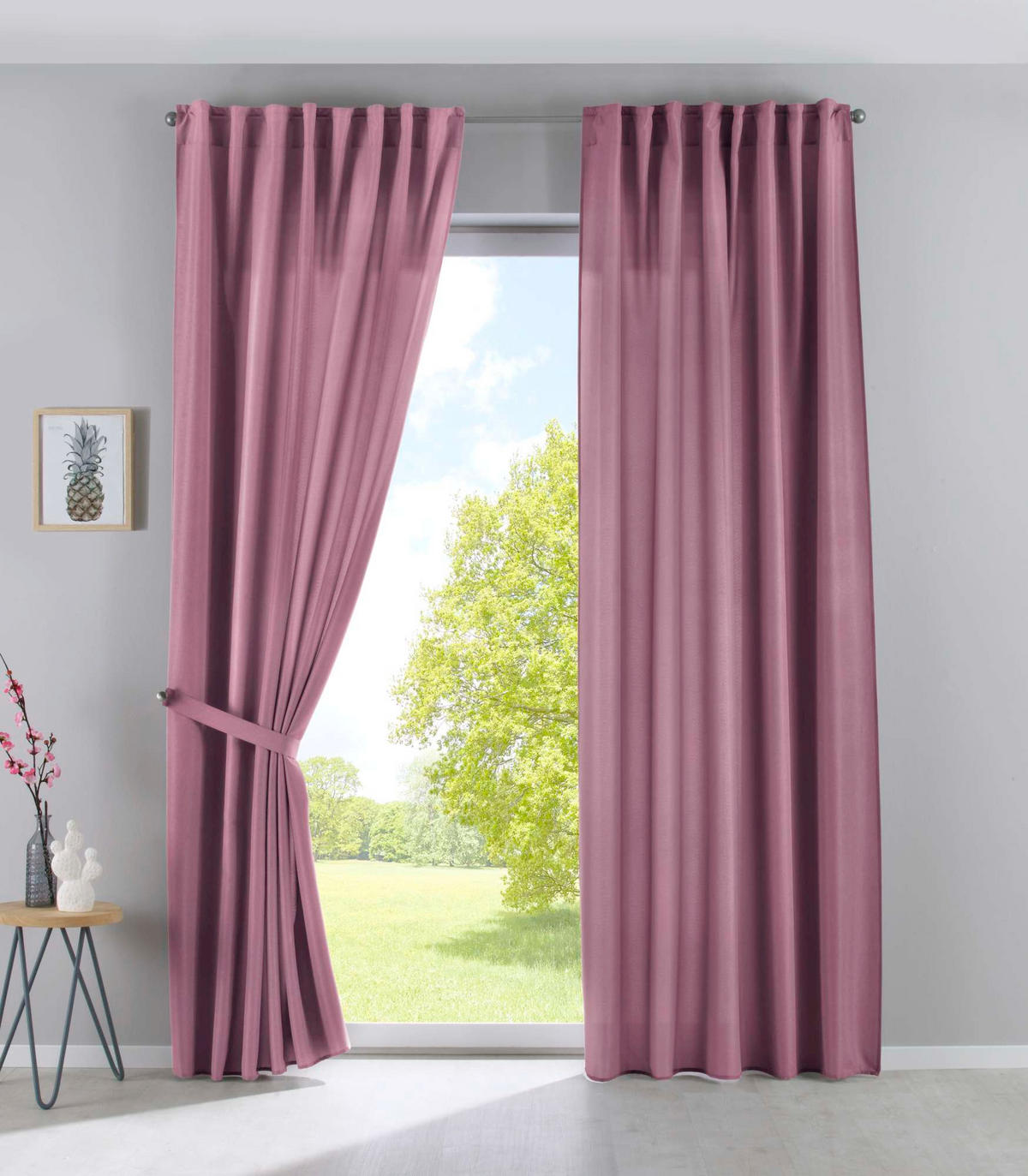 SCHLAUFENGARDINE 2ER SET »Jena« HxB 225x140 cm Altrosa - Rosa, Textil (140/225cm) - Gardinenbox