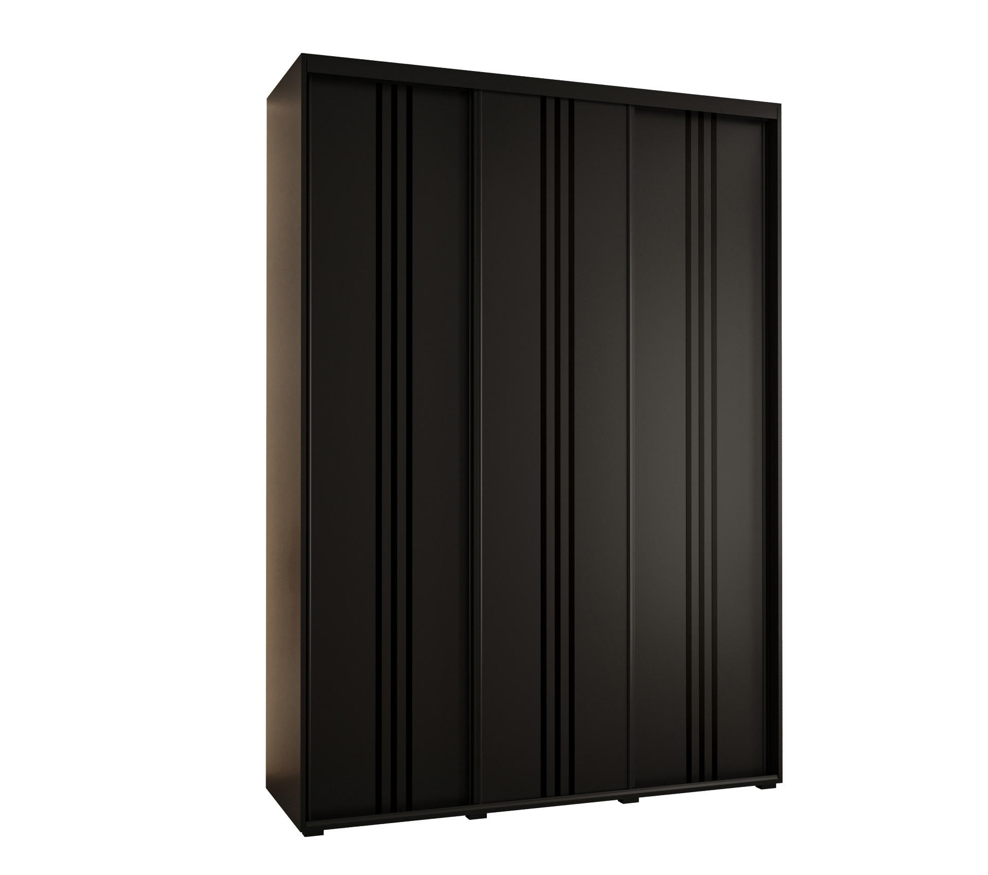 Abiks Möbel SCHWEBETÜRENSCHRANK Schwarz, Schwarz, Schwarz 180cm × 60cm × 235cm