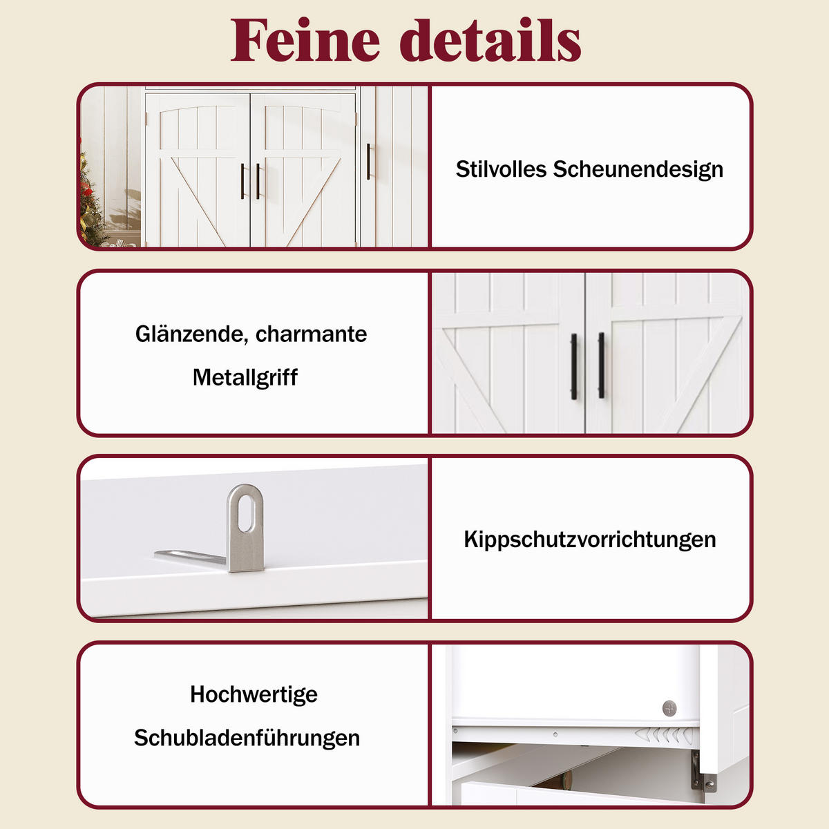 BUFFET 110/38/180 cm weiß aus MDF mit LED und Steckdose - Weiß, Holzwerkstoff (110/180/38cm) - OKWISH