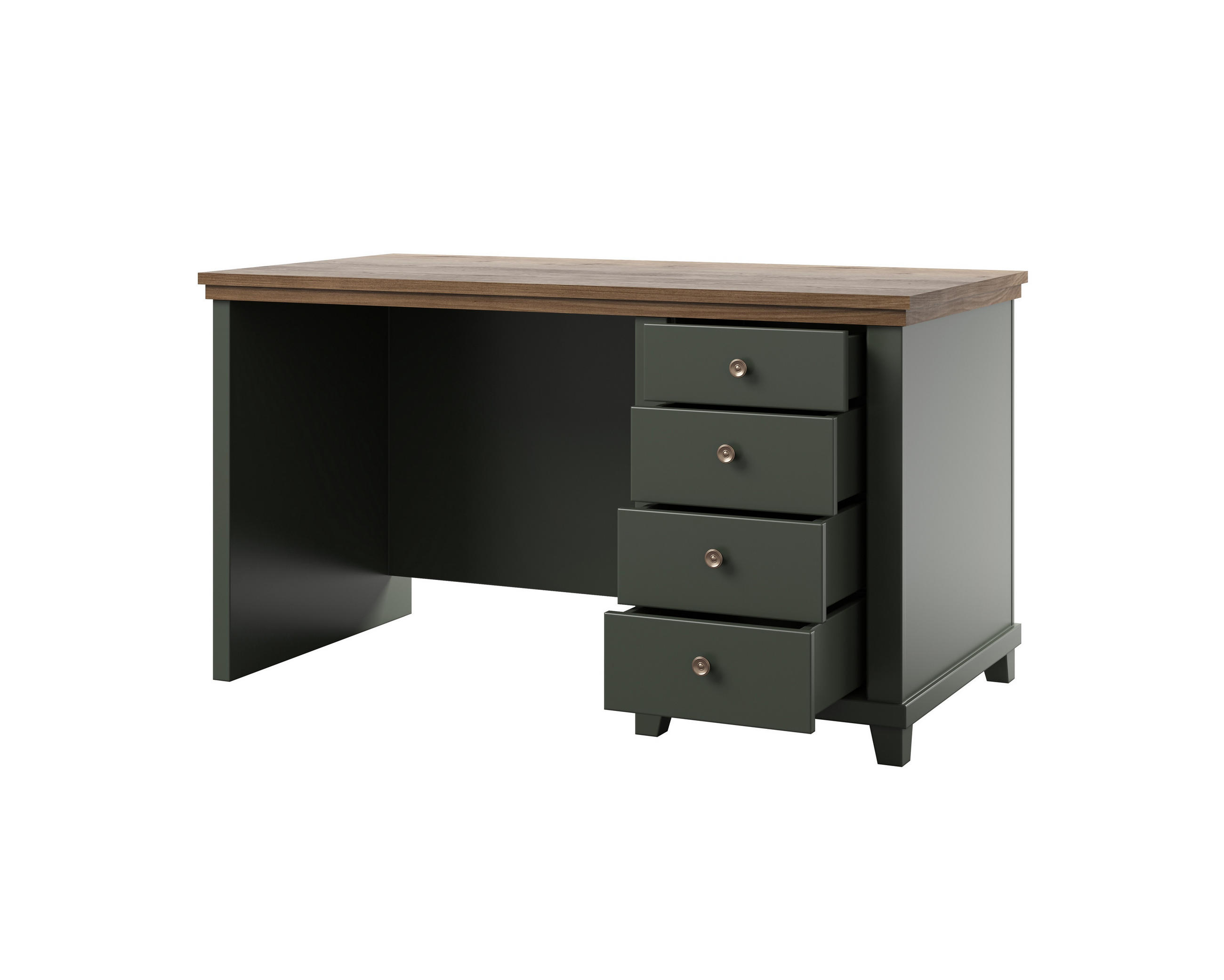 Thumbnail - Masseno Schreibtisch, Hellgrün, Holzwerkstoff, 4 Schubladen, Rechteckig, 140x77x70 cm, Arbeitszimmer, Schreibtische, Bür...