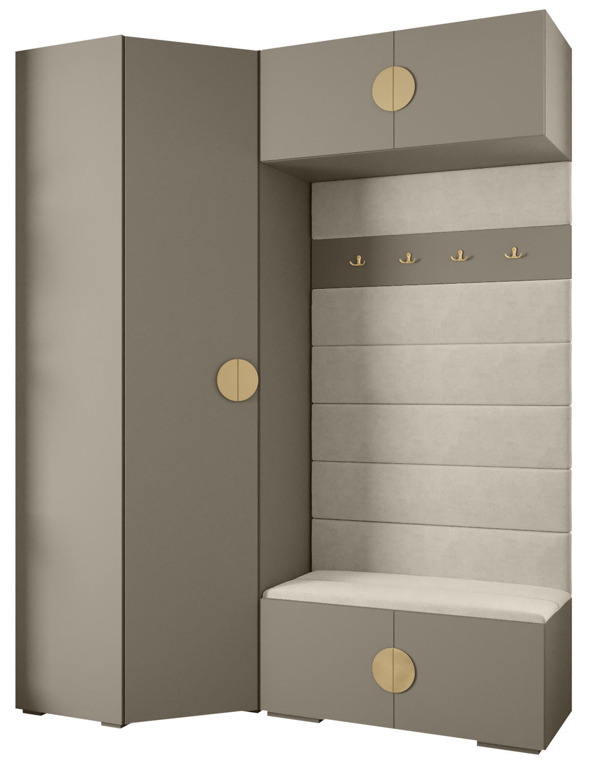 Abiks Möbel Garderoben-Set Kaschmir, Beige, Gold 181.7x236.7x47 cm