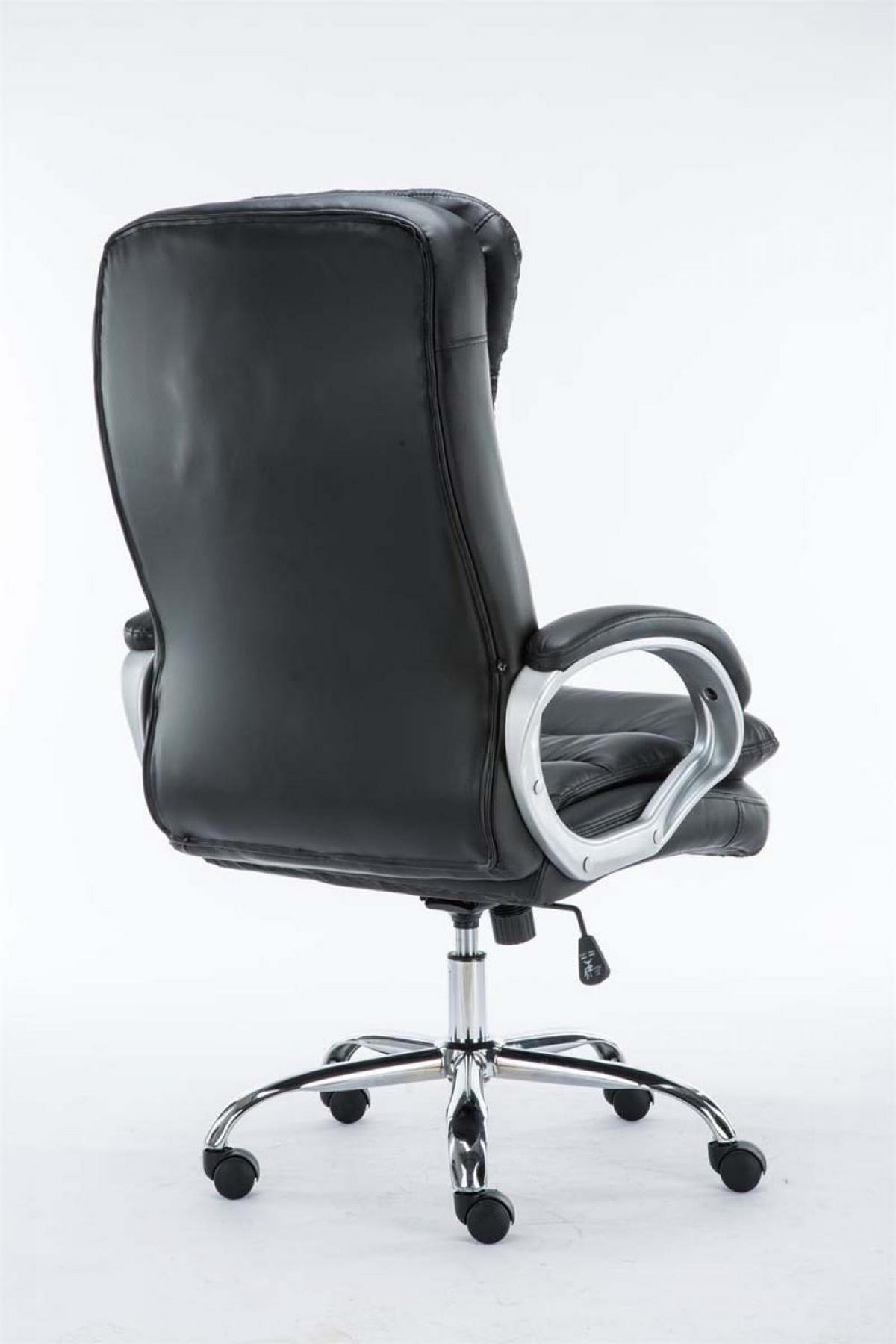 CHEFSESSEL Lederlook schwarz - Chromfarben/Schwarz, Textil/Metall (68/116/77cm) - CLP