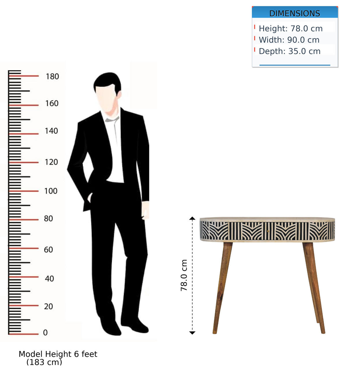 KONSOLENTISCH Edessa - Eichefarben/Messingfarben, Holz/Metall (35/90/78cm) - Artisan Furniture