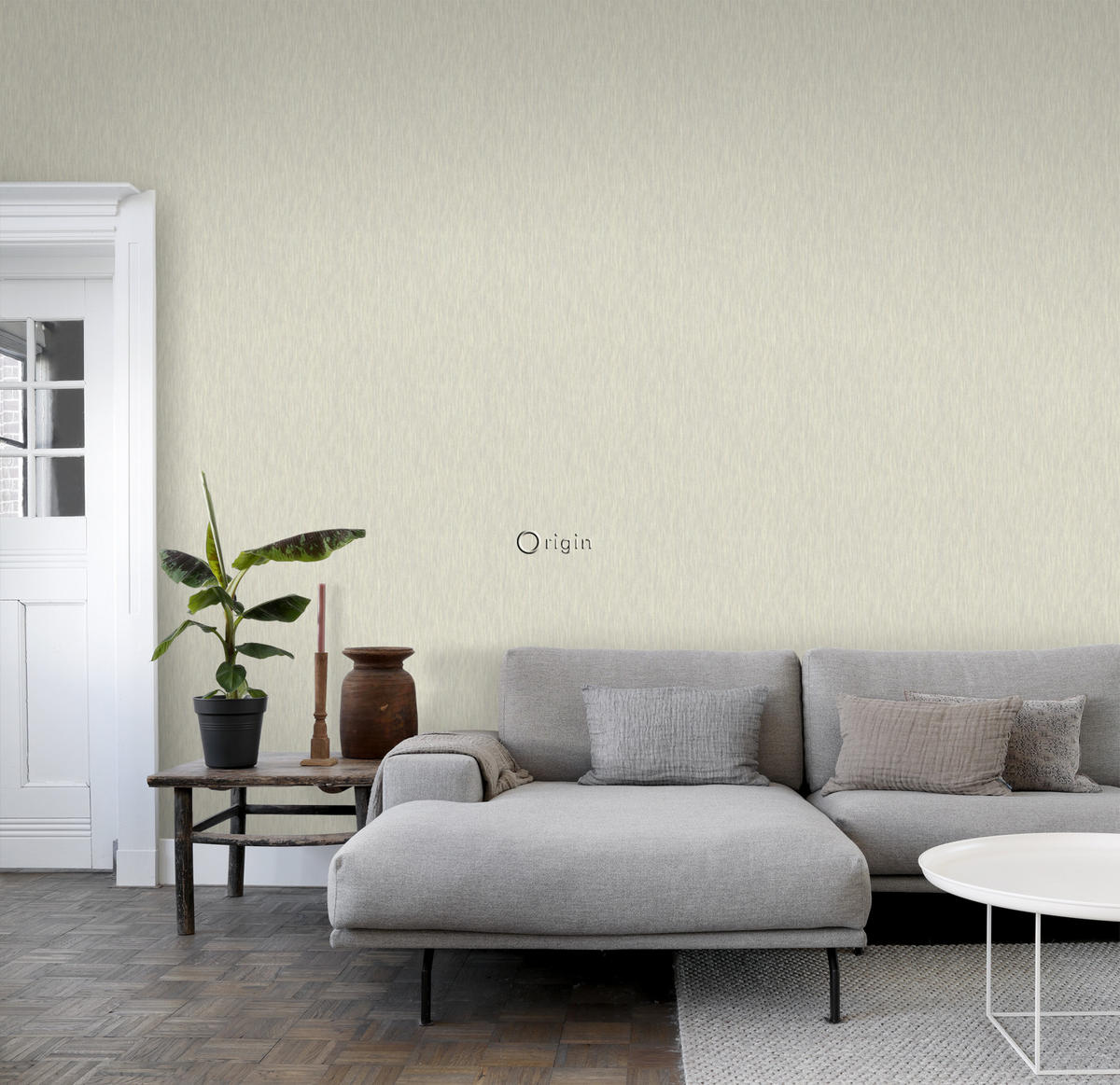 TAPETE 3D Grasmuster Leinen-Optik 53 cm x 10.05 m - Beige, Papier (53/1000cm) - Origin Wallcoverings