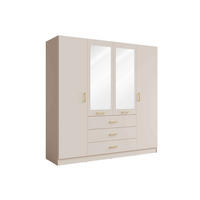 DREHTÜRENSCHRANK NEVARIS 200/200,5/58cm 4-türig mit Spiegel Sandbeige - Sandfarben, Holzwerkstoff (200/200.5/58cm) - MASSENO