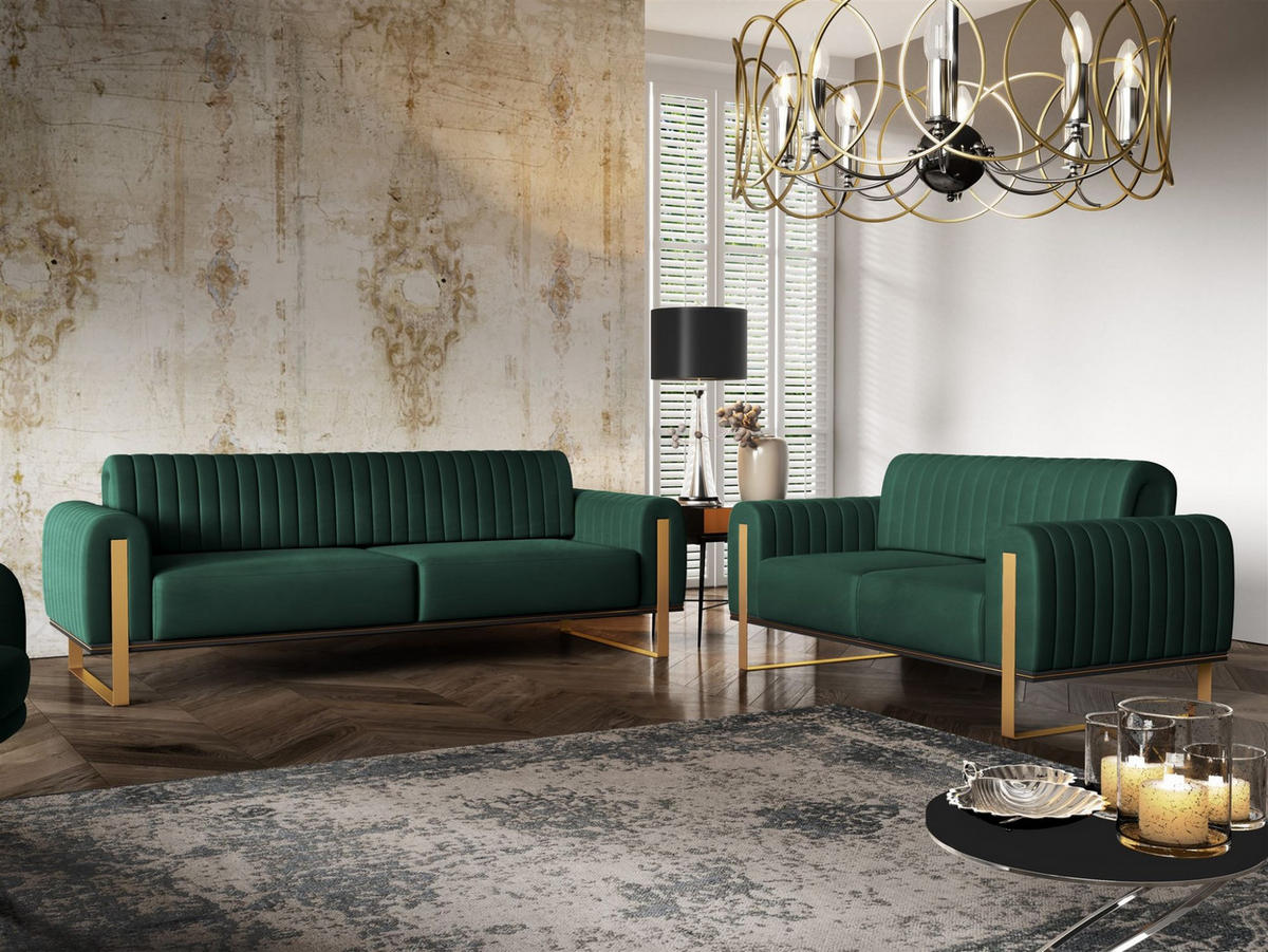 SOFA Valerie 2-sitzer - Grün, Holzwerkstoff/Textil (164/79/90cm) - Fun Möbel