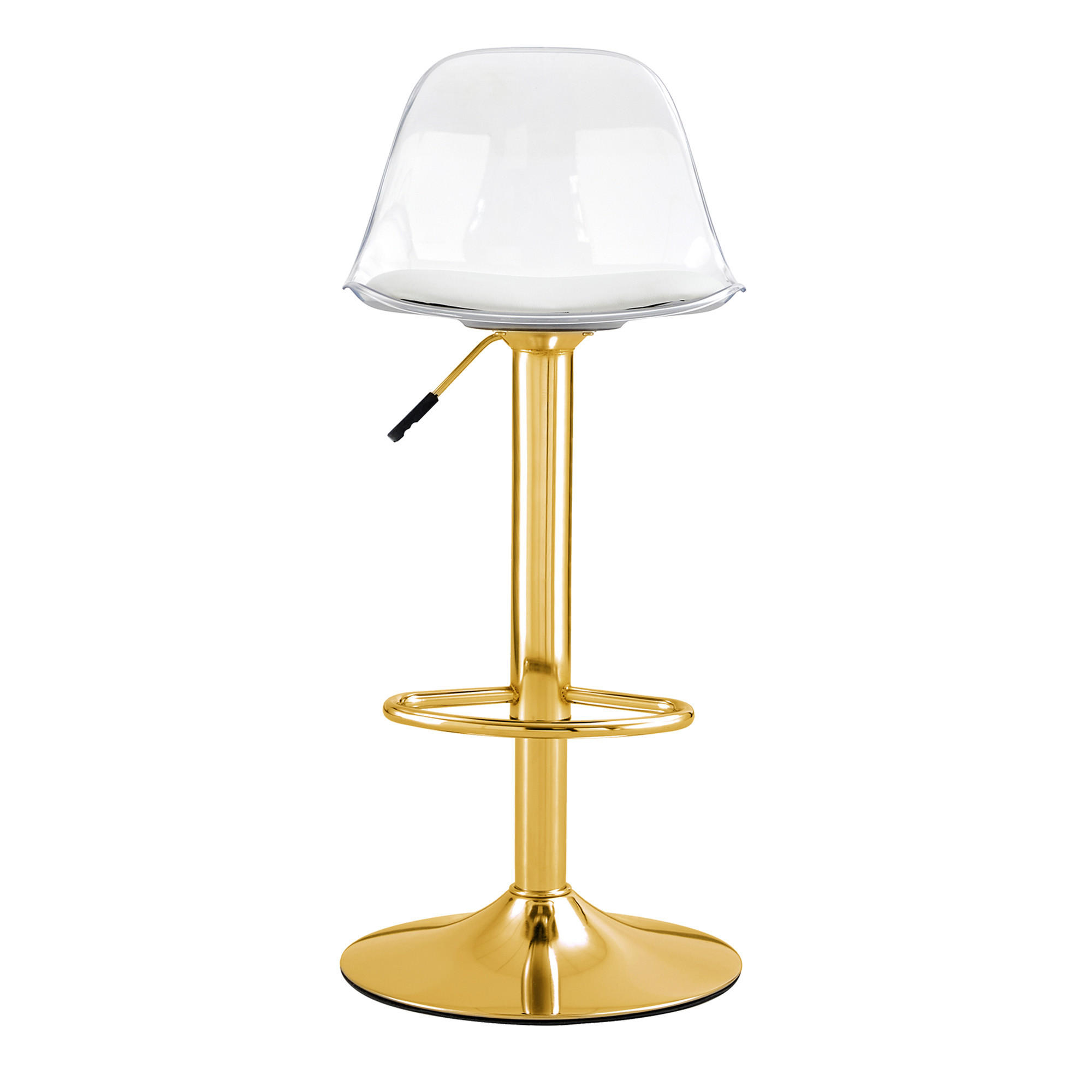 BARHOCKER 2er-Set Gold und Transparent Höhenverstellbar 360° Drehbar mit Rückenlehne und Fußstütze - Goldfarben, Metall (33/82/40.5cm) - PANGIVO