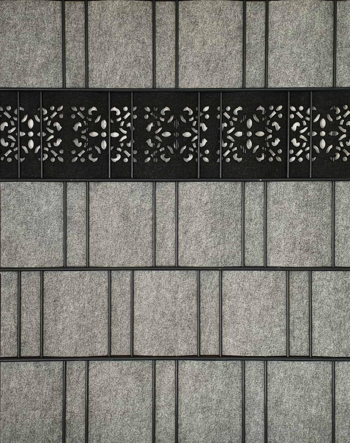 SICHTSCHUTZSTREIFEN Design Vlies Ornament für Doppelstabmatten Schwarzgrau 2,6m - Schwarz, Kunststoff (260/19cm) - ZAUN|ZU