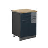KÜCHENUNTERSCHRANK Fame-Line Dunkelblau Hochglanz 60 cm mit Schublade AP Eiche - Anthrazit/Dunkelblau, Holzwerkstoff (60/82/60cm) - Vicco
