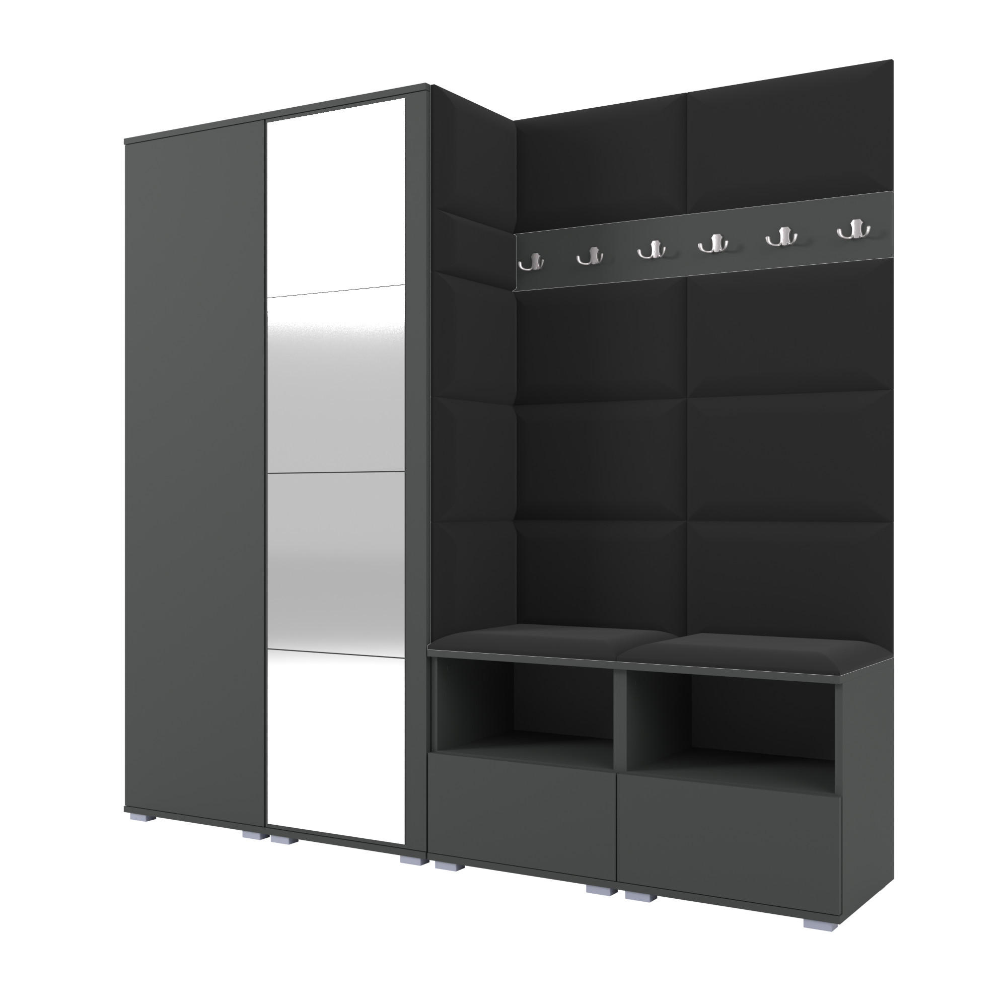 Ravio Garderobe Graphit, Schwarz 200x187x40 cm