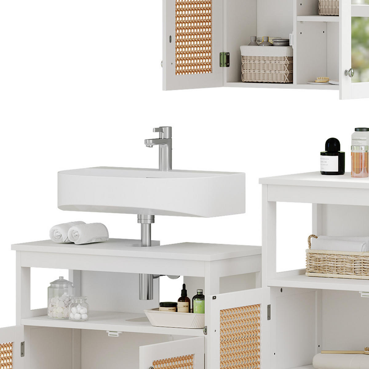 BADMÖBEL-SET Rosario Weiß 3 Teile - Weiß, Holzwerkstoff (60/60/30cm) - Vicco