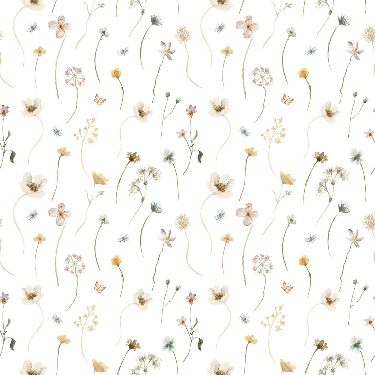 VLIESTAPETE Mademoiselle, Blumen 50cm x 10m, weiß - Weiß, Papier (50/1000cm) - Lilipinso
