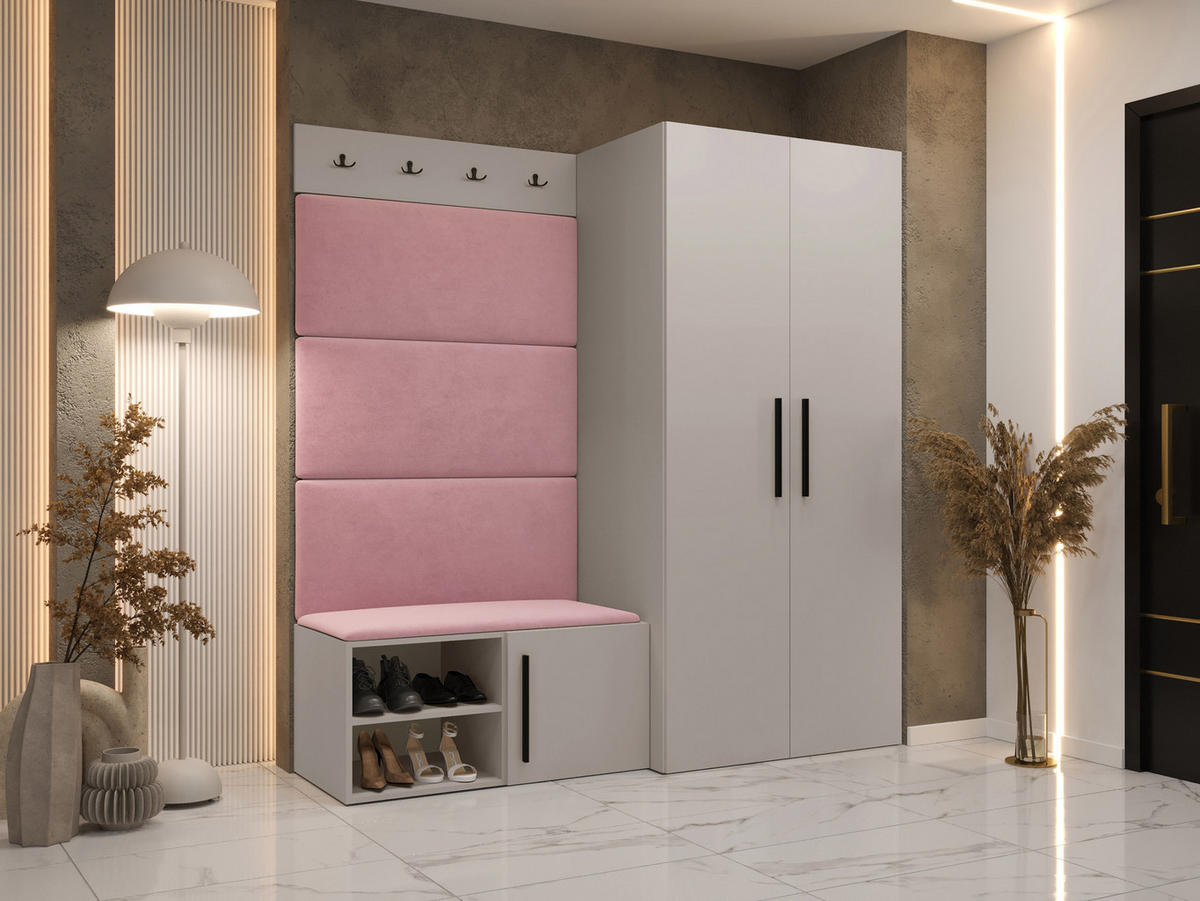 GARDEROBEN-SET Medi I - Kaschmir/Hellrosa, Holzwerkstoff/Kunststoff (80/191/50cm) - MIRJAN24