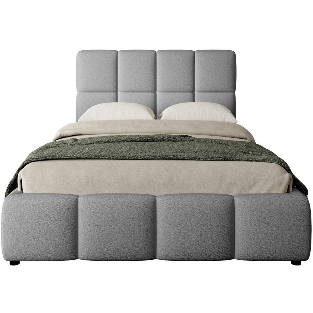 POLSTERBETT Nostro mit Bettkasten 160x200 cm grau - Schwarz/Grau, Textil (160/200cm) - Beautysofa