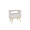 NACHTTISCH Weiß - S-54, Hochglanz, Schubladen Push-to-Open 54x39x59 cm Weiß/Gold - Goldfarben/Weiß, Holzwerkstoff/Kunststoff (54/59/39cm) - DomoHome