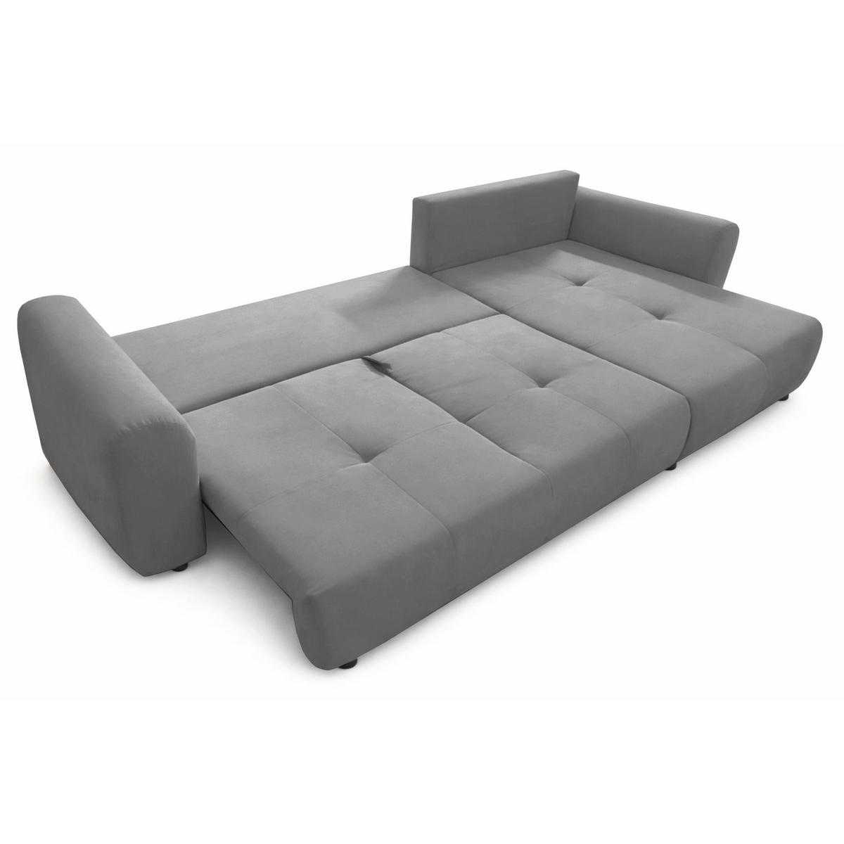 ROHOVÁ POHOVKA Olido Šedý Velur - šedá/černá, textil/plast (279/150cm) - Selsey