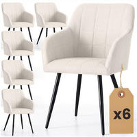 POLSTERSTUHL 6er Set, Metallbeine Creme, Schwarz, X 54/82/58 - Creme/Schwarz, Textil (54/82/58cm) - RAUMHIRSCH FURNITURE