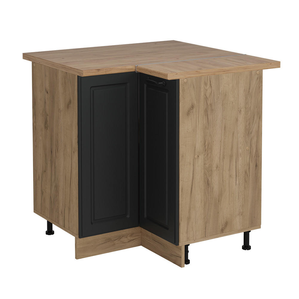 ECKUNTERSCHRANK R-Line Anthrazit Landhaus 75.6 cm , AP Eiche - Honigeiche/Anthrazit, Holzwerkstoff (75.6/81.6/60cm) - Vicco