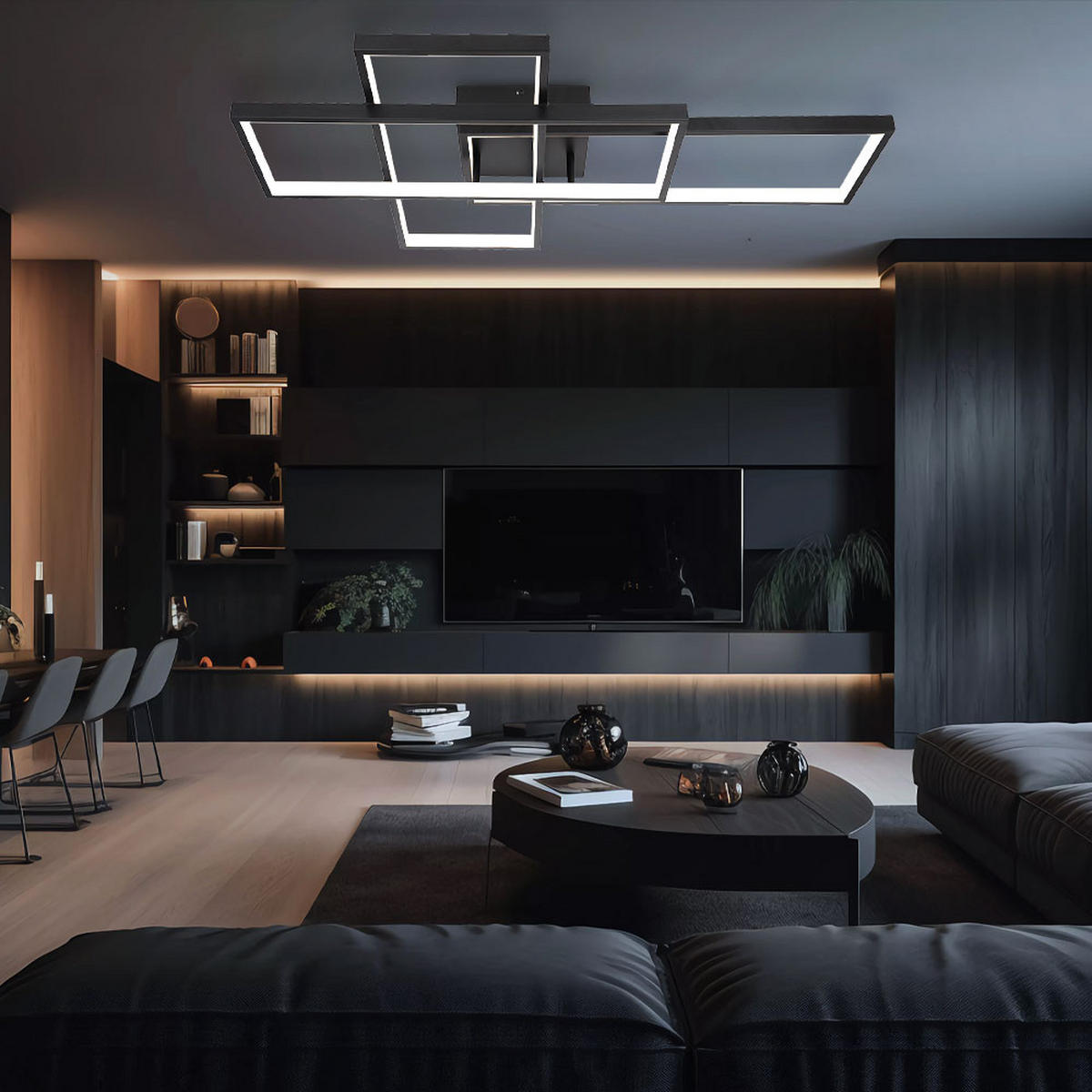 LED DECKENLEUCHTE Schwarz Opal - Schwarz, Metall (75/50/10cm)