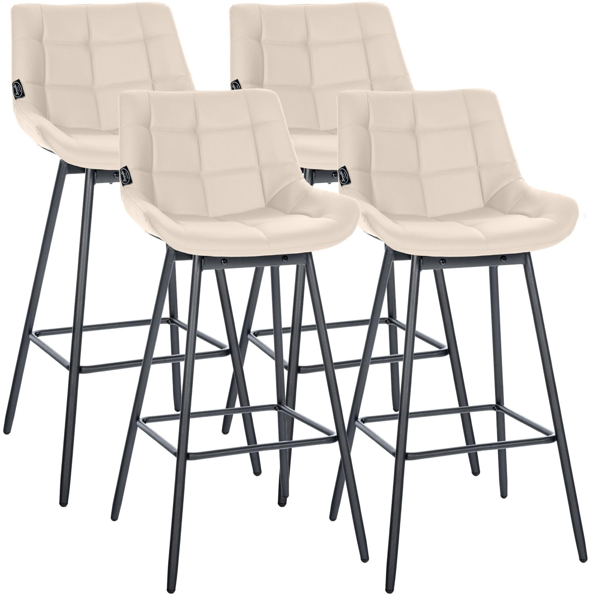 BARHOCKER 4 Lederlook Creme - Creme/Schwarz, Textil/Metall (49/105/56cm) - CLP