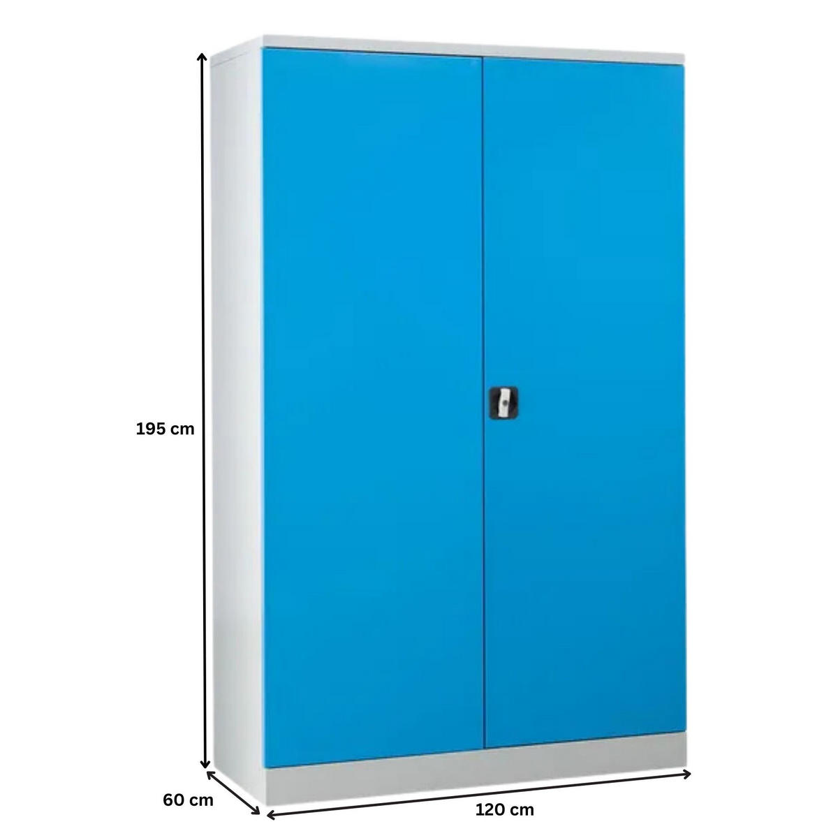 STAHLSCHRANK Bee mit 6 verzinkten Fachböden 195x120x60 cm Korpusfarbe Lichtgrau Frontfarbe Lichtblau - Hellblau, Metall (120/195/60cm)