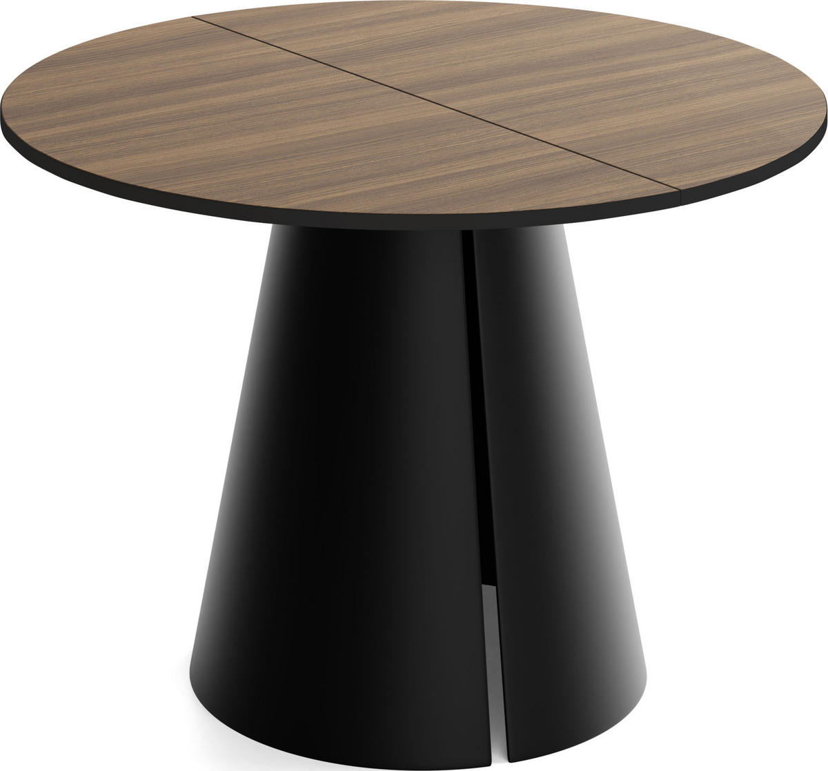 ESSTISCH Lamio runder ausziehbarer, Walnuss Braun 100-180/100/76 cm - Walnussfarben/Schwarz, Holzwerkstoff/Metall (100/100/76cm) - WFL GROUP