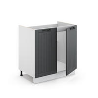 SPÜLENUNTERSCHRANK Fame-Line Anthrazit Landhaus 80 cm, AP Eiche - Anthrazit/Weiß, Holzwerkstoff (80/82/60cm) - Vicco