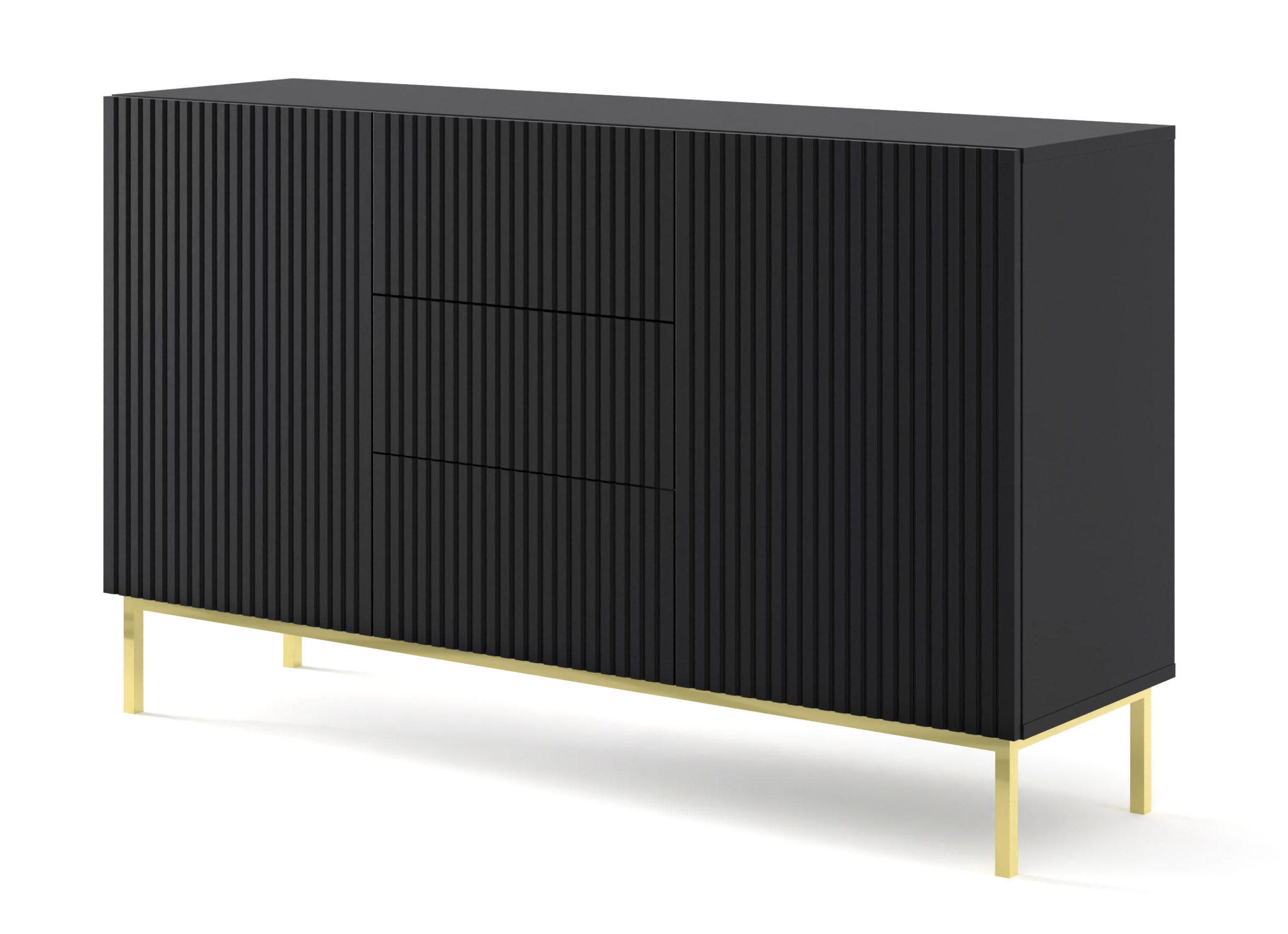 KOMMODE Schwarz, Schwarz, Gold 150/87/42 - Schwarz, Holzwerkstoff (150/87/42cm) - RAUMHIRSCH FURNITURE