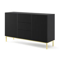 KOMMODE Schwarz, Schwarz, Gold 150/87/42 - Schwarz, Holzwerkstoff (150/87/42cm) - RAUMHIRSCH FURNITURE