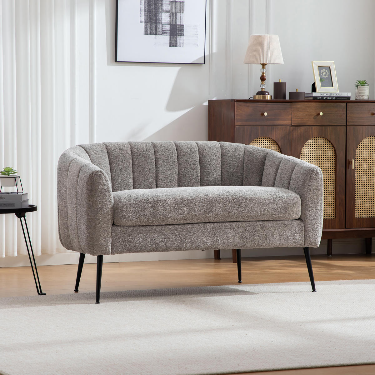 2-SITZER SOFA Chenille Grau mit abnehmbarem Sitzkissen - Grau, Holzwerkstoff/Textil (127.5/76.5/70cm) - WISHDOR
