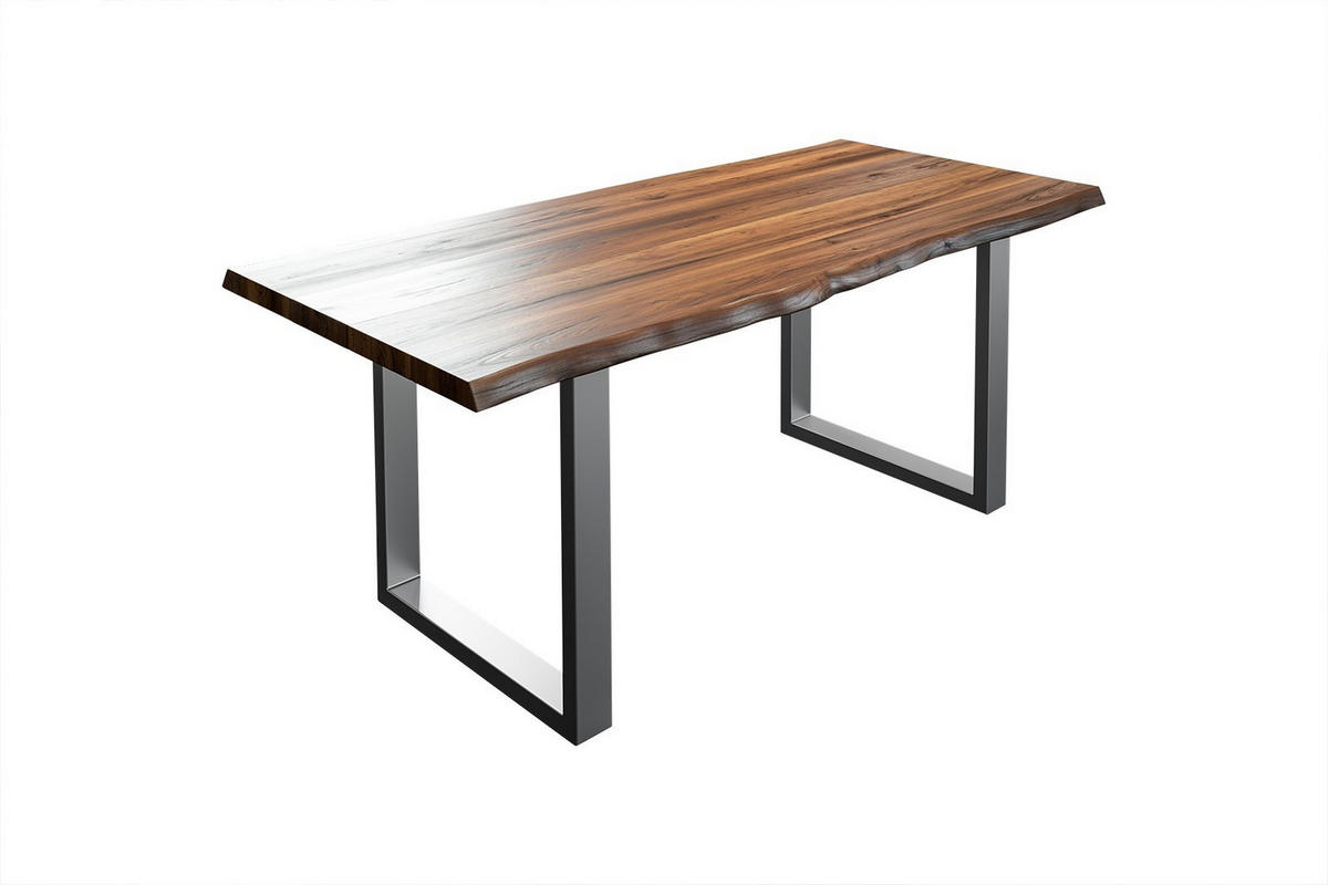 ESSTISCH LIAM - Silberfarben/Braun, Holz/Metall (80/140/74cm) - SAM