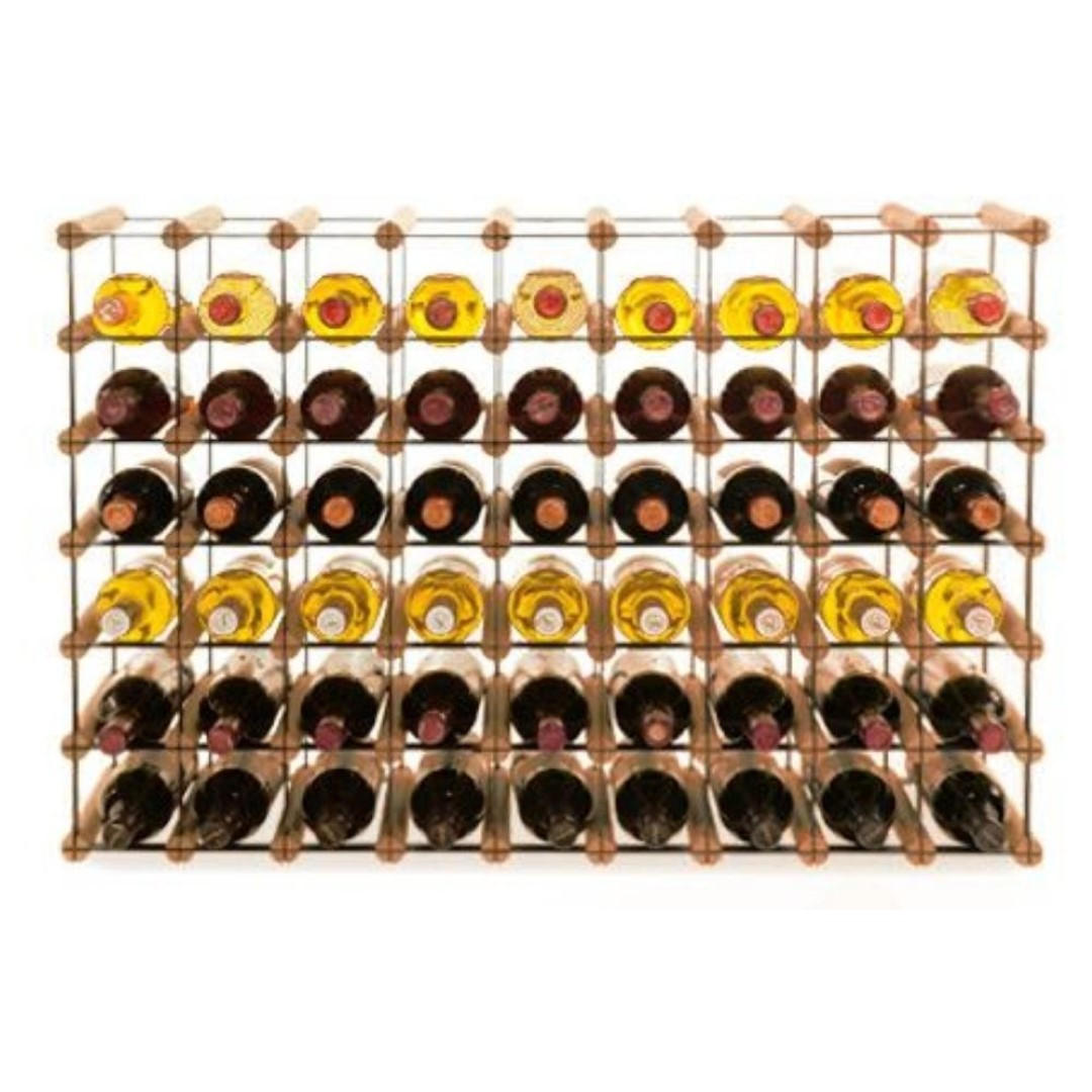 WEINREGAL Vinotega Mod Metal 62,5x92,5x24,5 cm 9x6 Flaschen Massives Kiefernholz Braun Geölt - Braun, Holz (92.5/62.5/24.5cm) - PROREGAL
