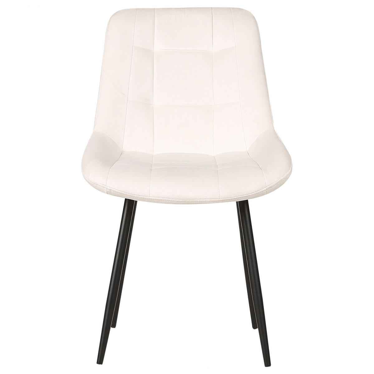 ESSZIMMERSTUHL 2er-Set Samtstoff cremeweiß Melrose - Schwarz/Weiß, Textil (55/85/61cm) - Beliani