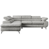 ECKSOFA PETER L Hellgrau Struktur - Links Seite - Hellgrau/Schwarz, Textil/Metall (208/273cm) - MKS